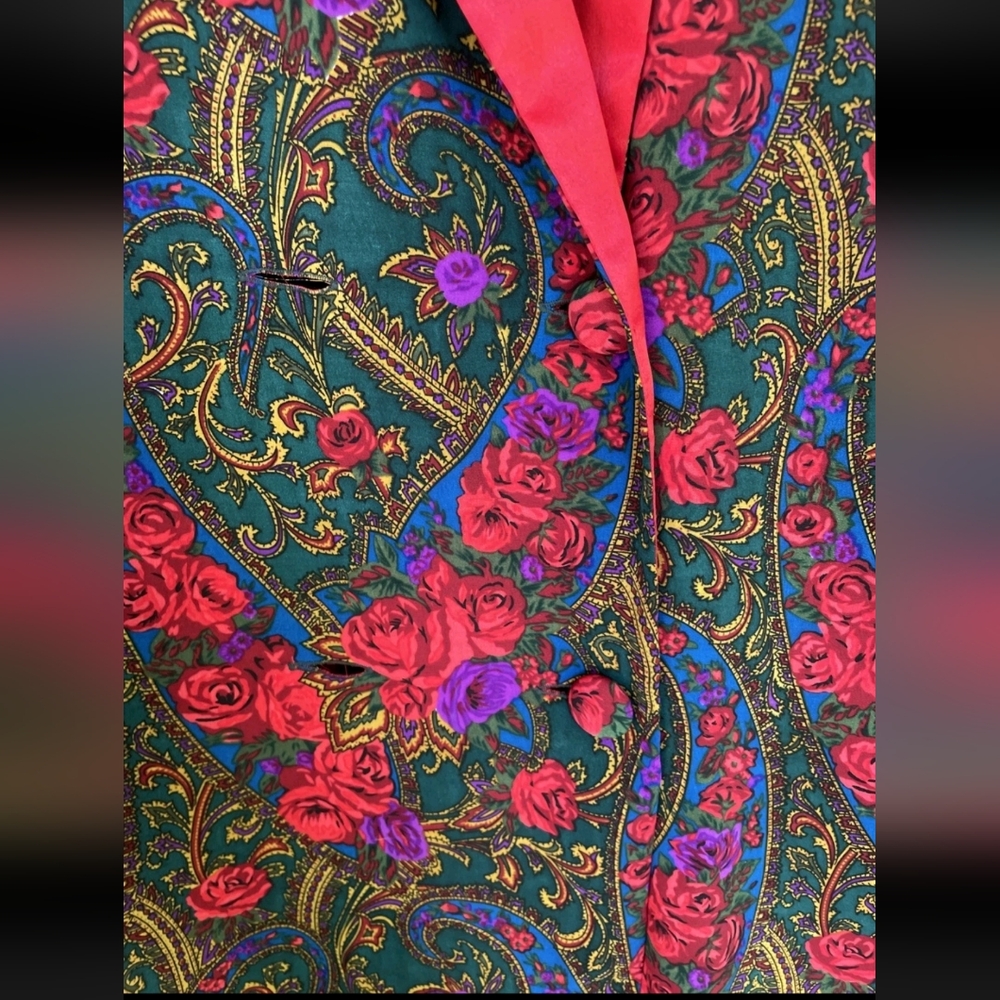 VS Gold Label Floral Paisley Night Shirt Nightgown Jacket w/ Rose Accents - Picture 3 of 4